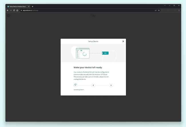 Arduino Cloud Setup Device pop-up window