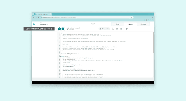 Uploading a sketch to the Portenta Machine Control in the Arduino Cloud