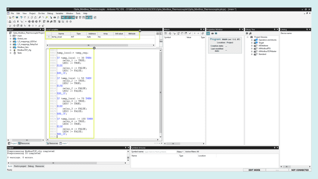 Final code to control the outputs