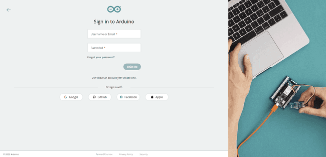 Arduino Cloud Sign in