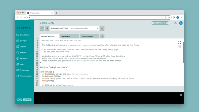 A sketch in the Arduino Cloud.