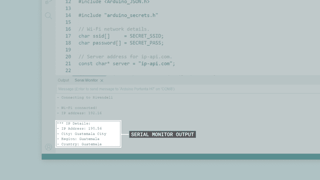 Example sketch output in the Arduino IDE's Serial Monitor