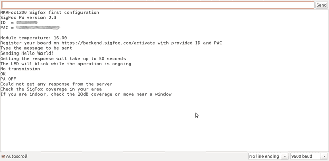 Serial monitor, error message response