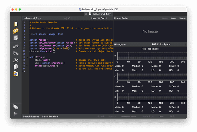 The OpenMV editor.