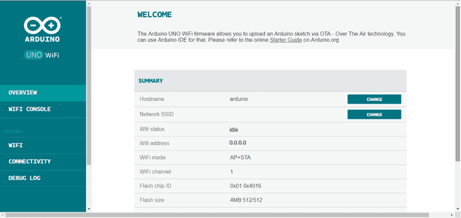 Arduino UNO WiFi Webpanel