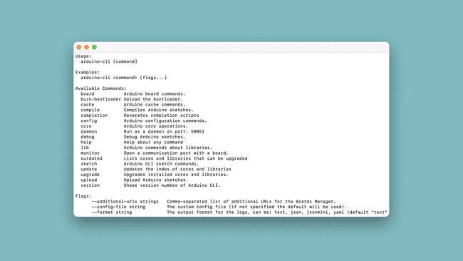 The Arduino CLI (Command Line Interface).