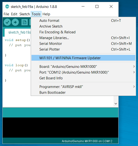 Open the Tools menu and select the Firmware Updater.