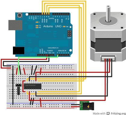 Bipolar Motor Knob Circuit. Image made using Fritzing.